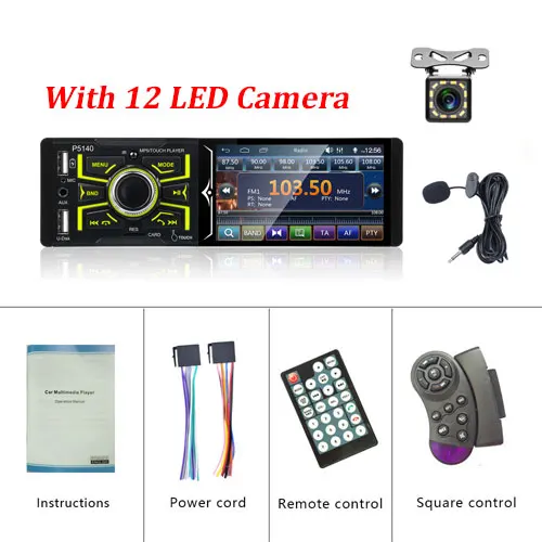 With 12 LED Camera Автомагнитолы Camecho 4,1 дюймов Авторадио с сенсорным экраном Bluetooth Авто Аудио Стерео FM USB SD один Din микрофон универсальный автомобильный стерео - Цвет: With 12 LED Camera