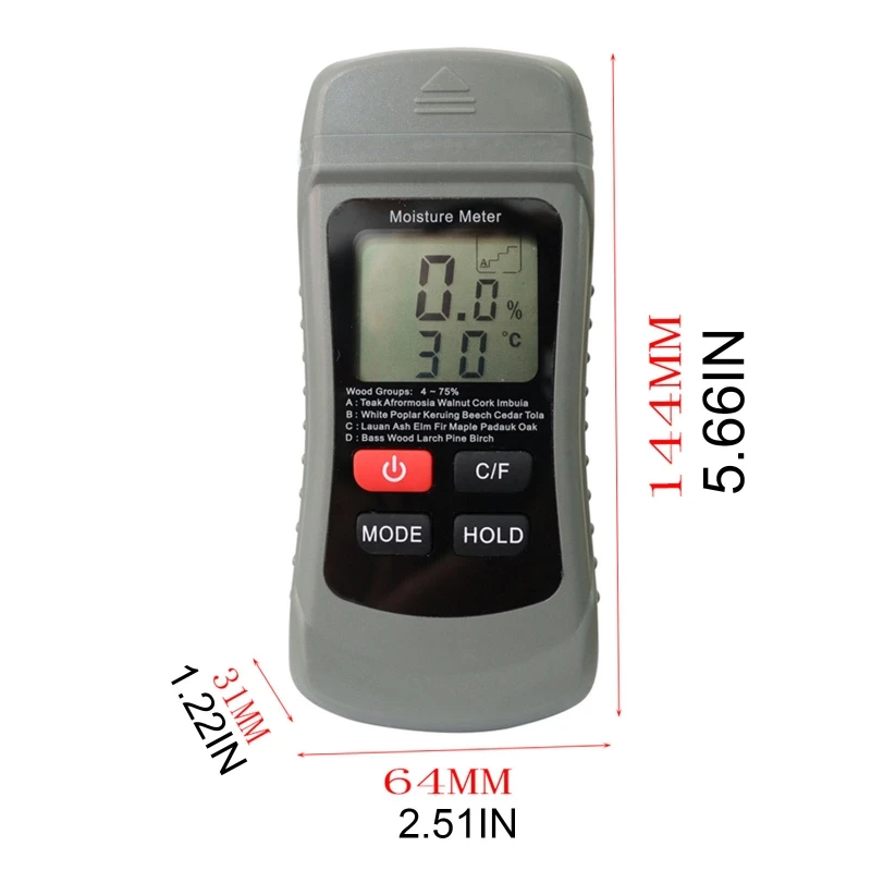 

Two-in-one Pin Type Wood Moisture Meter Wood Temperature/Humidity Detector Handheld Moisture Tester for Woodworker