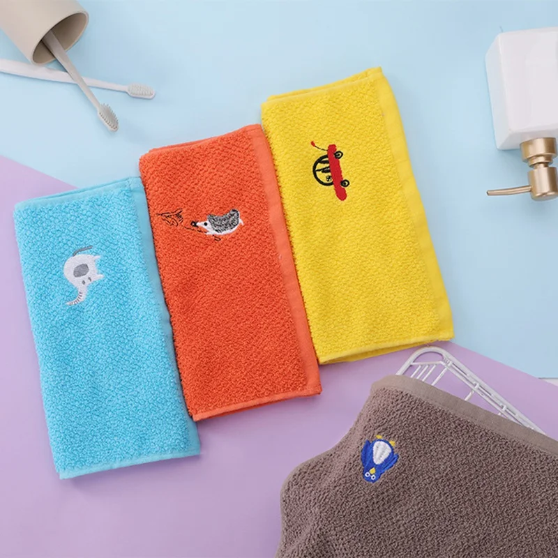 Хлопковое мягкое детское полотенце для лица милое мультяшное вышитое домашнее