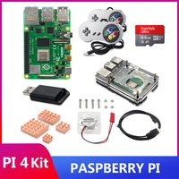 ITINIT R117 Raspberry Pi 4 Model B Kit 2/4/8GB + 64G/32GB SD Card + Wired Gamepad + Case + Copper Heat Sink + Video Cable + Fan