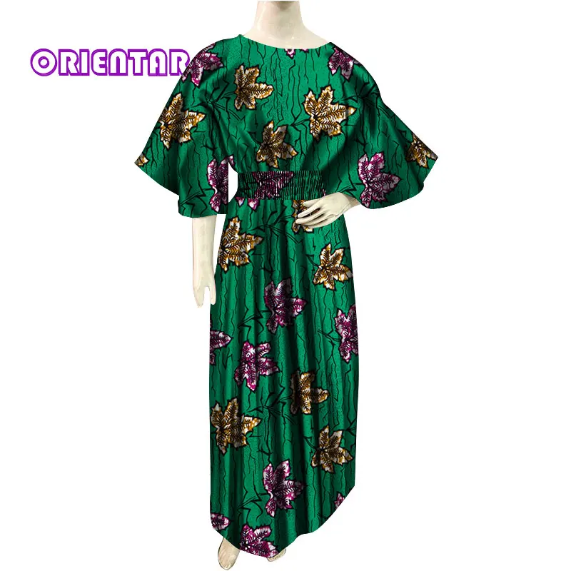Dashiki African Dresses for Women Casual Africa Print Bazin Riche Dress Lady Elastic Waist Long Maxi Plus Size WY374 | Тематическая