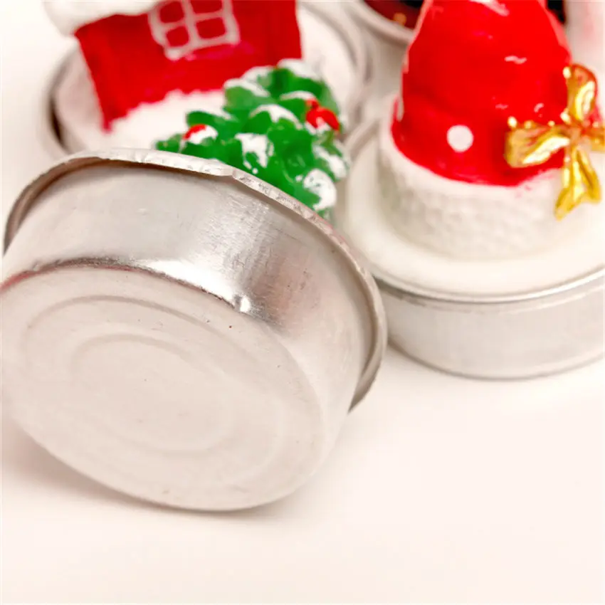 

12PCS/set Home Christmas Decor Christmas Santa Snowman Handmade Smokeless Candle Tea Light Flickering Christmas Celebration