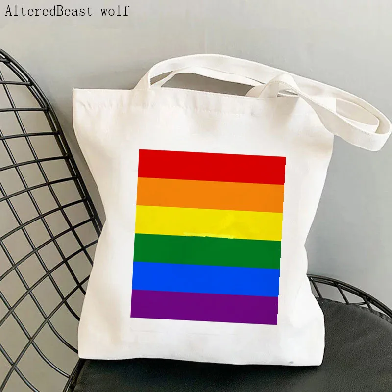 

Женская сумка-шоппер с принтом флага геев, кавайная сумка в стиле Харадзюку, холщовая сумка-шоппер для покупок, женская сумка-тоут