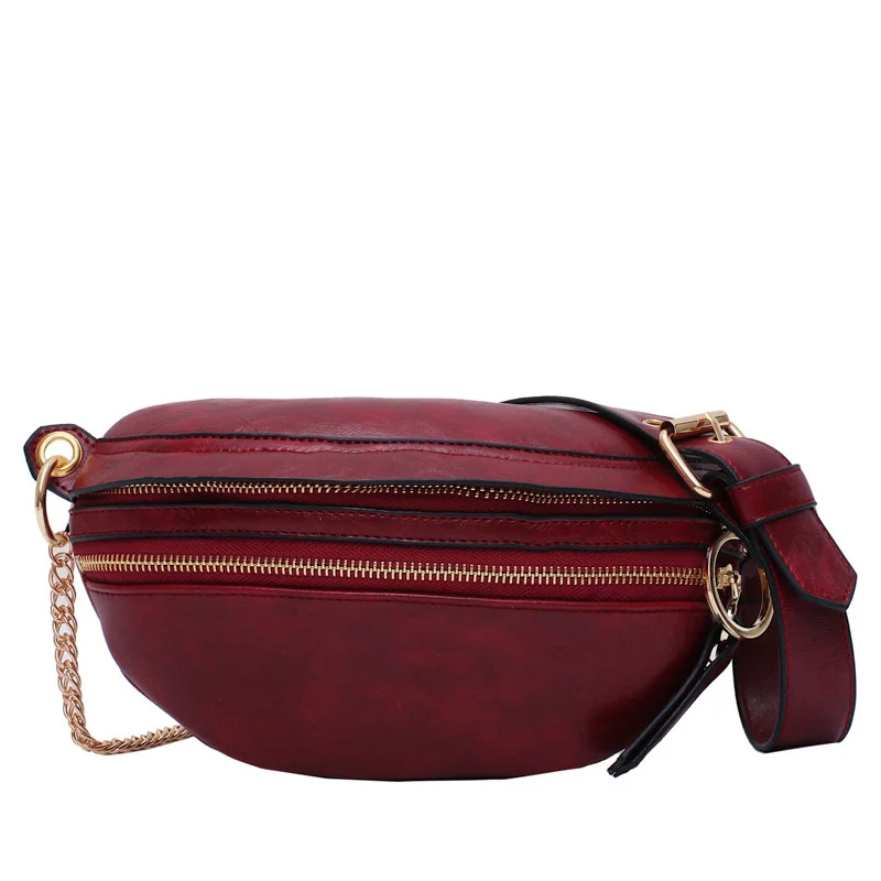 Red Waist pack Поясная Сумка женская мода Фанни-пачки водонепроницаемый нагрудный пакет сумка упакованная хип-пак поясная сумка PU женская сумка через плечо - Color: Red Waist pack