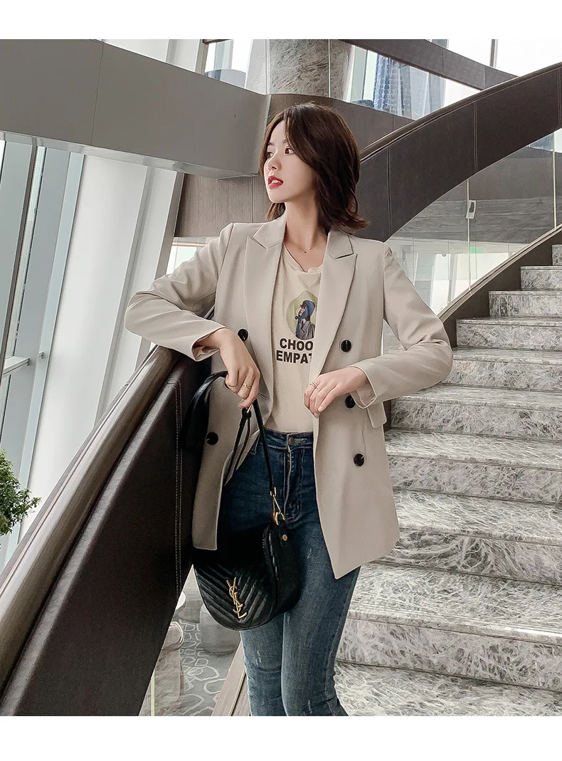 Женские модные куртки 2020 Корейская версия нового двубортного свободного