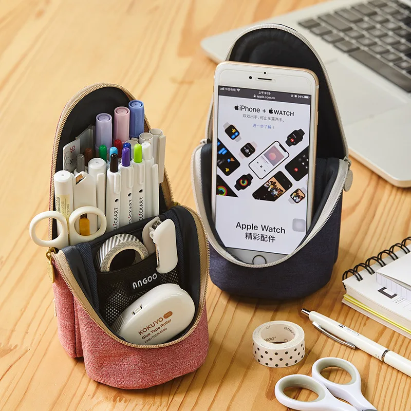 Angoo базовый поза стоя мешок ручки Пенал чехол Цвет одинаковая застежкой молнией