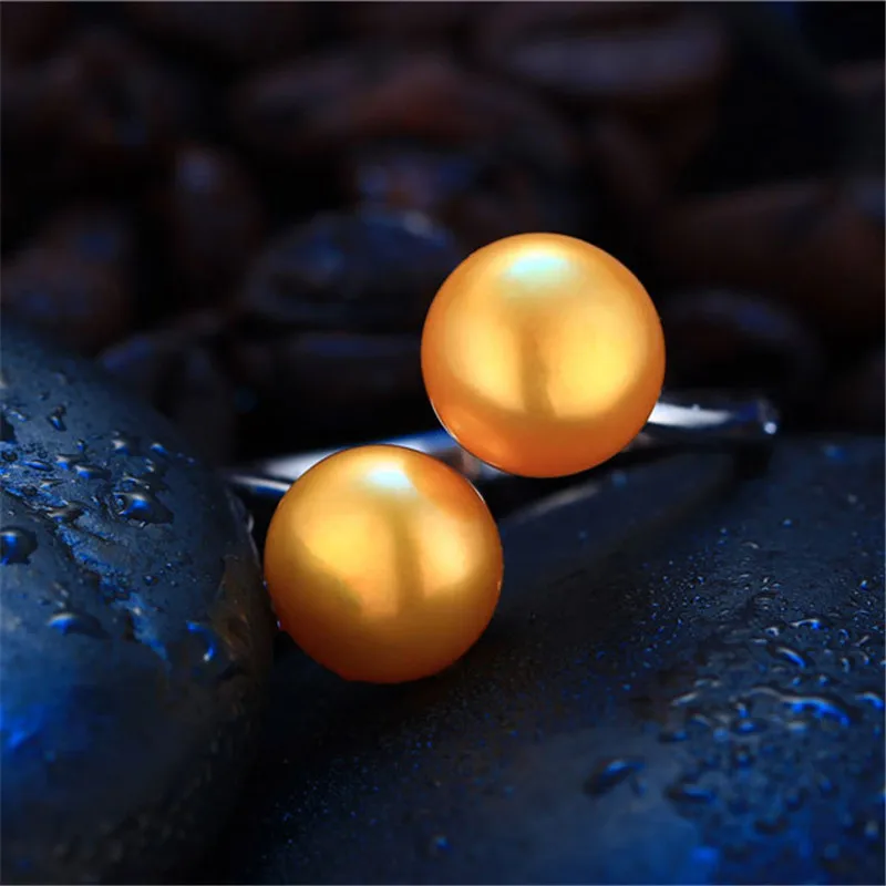 Dainashi 100% Genuine Freshwater Cultured Pearl Ring Fashion Design 925 Sterling Silver Simple Open Adjustable for Women | Украшения и