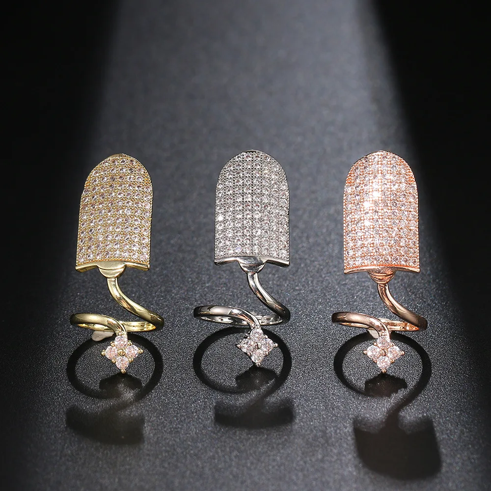 

Ekopdee Vintage Nail Zircon Rings For Women Men Punk Gold CZ Finger Ring Statement Jewelry New Design