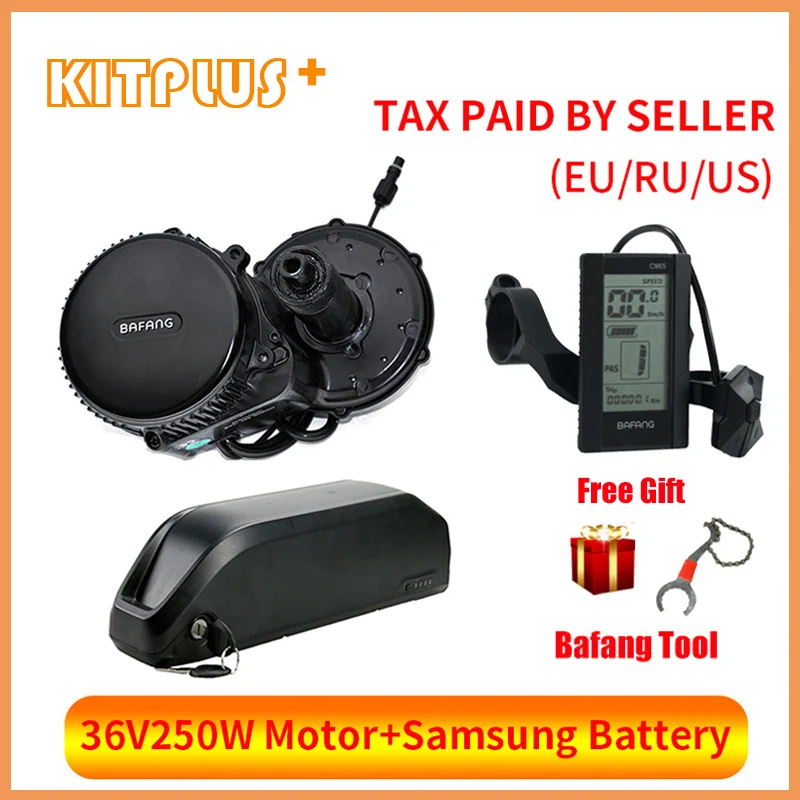 BBS01B BBS01 Bafang 36V250W Средний привод электродвигателя комплект с 36V Батарея в samsung 18650 клетки е-байка 36В 17.4Ah литий-ионный аккумулятор, фара для электровелосипеда в Батарея