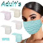 10 шт., одноразовые маски для лица с цветочным принтом для взрослых