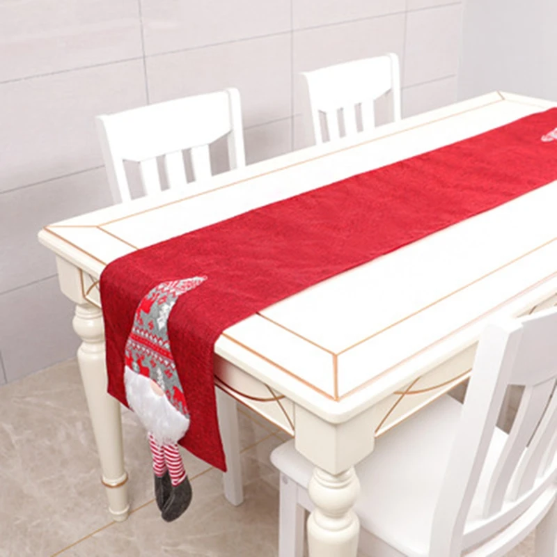 

2-Piece Christmas Decoration Faceless Doll Table Runner Dining Table Coffee Table Decoration Tablecloth