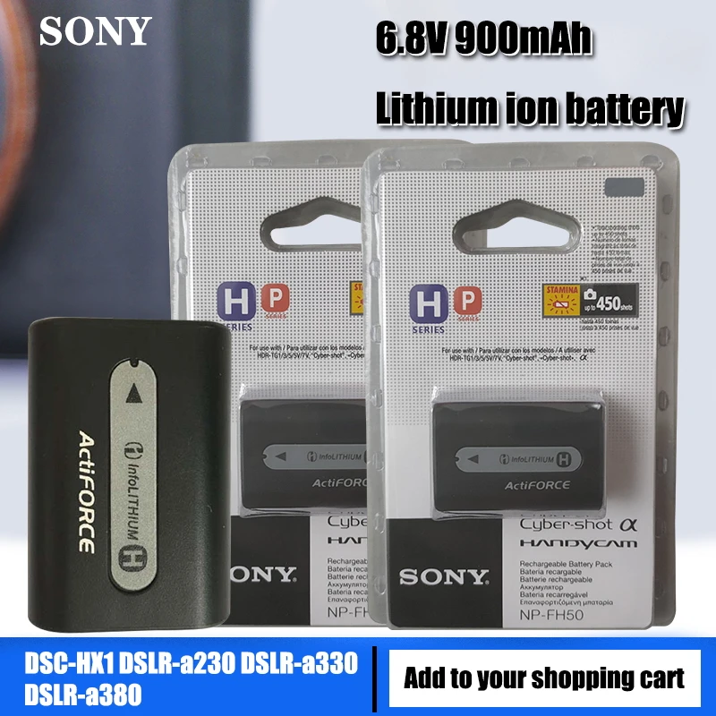 Аккумуляторы для камер Sony оригинальные 900 мАч NP FH50 Аккумулятор камеры A230 A330 A290 A390