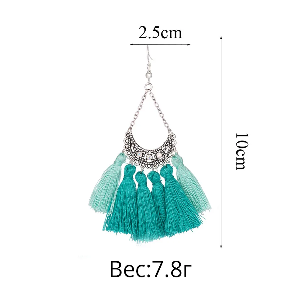 Серьги с кисточками для женщин Bohemia Boho Vintage Water Drop Серьги Женские ювелирные изделия Симпатичные хрустальные серьги с бахромой