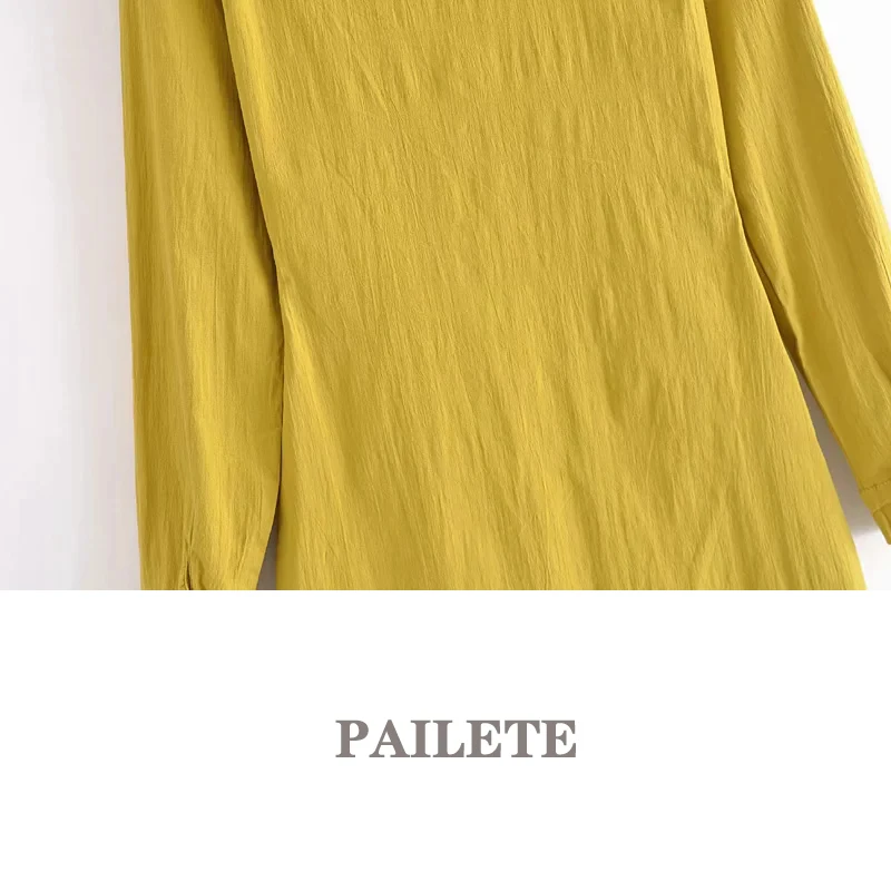

New Women 2021 Chic Fashion Pleated Cotton linen Mini Dress Vintage Long Sleeve Button-up Female Dresses Vestidos Mujer