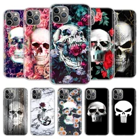 floral sugar skull phone case for iphone 13 12 11 pro 7 6 x 8 6s plus xs max xr mini se 5s 7g cover coque shell capa
