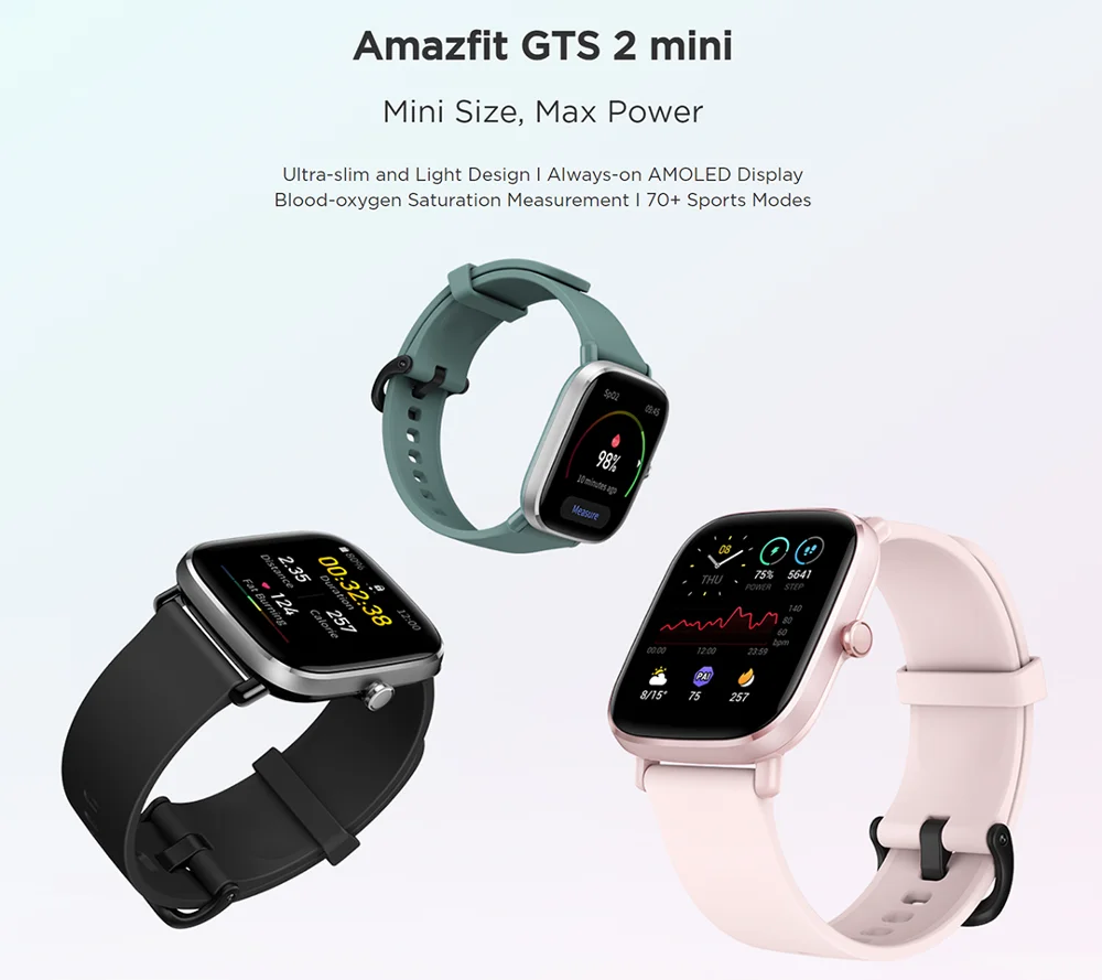 amazfit gts 2 mini smart watch in stock gps in build global version 5atm waterproof 14 day battery for android ios phone free global shipping