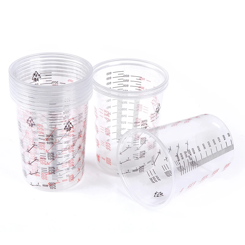 

10 шт. 600 мл пластиковая чашка для смешивания краски, Калибровочная чашка для точного смешивания краски и жидкости высокого качества