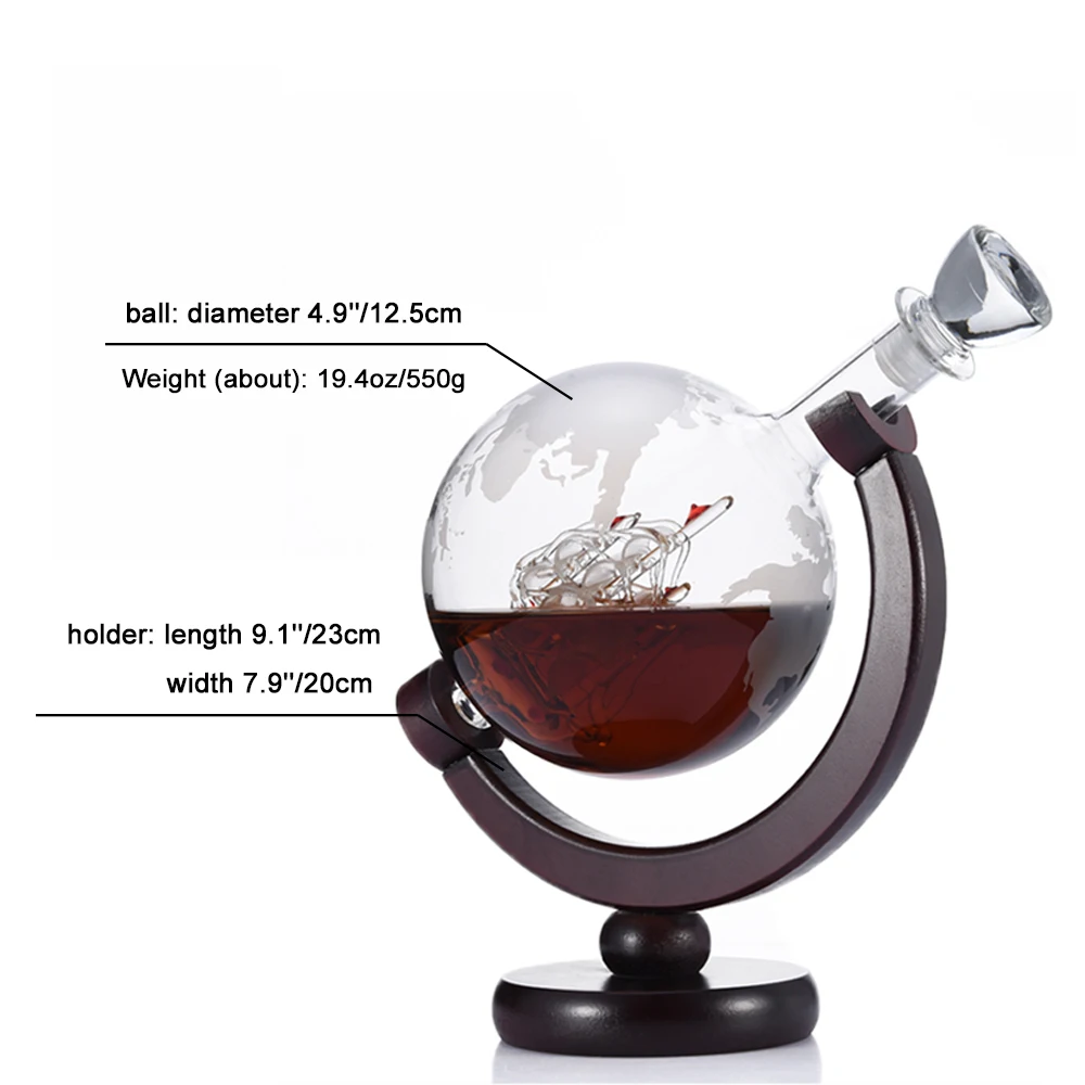 Uarter 850 мл Глобус графин с готовой деревянной подставкой бар Лейка для вина