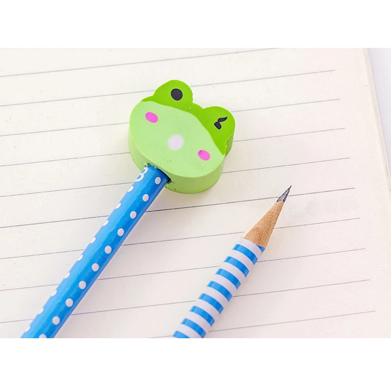 

3pcs/pack Cartoon animal head Non-toxic wooden pencils for school students writting prize HB for drawing