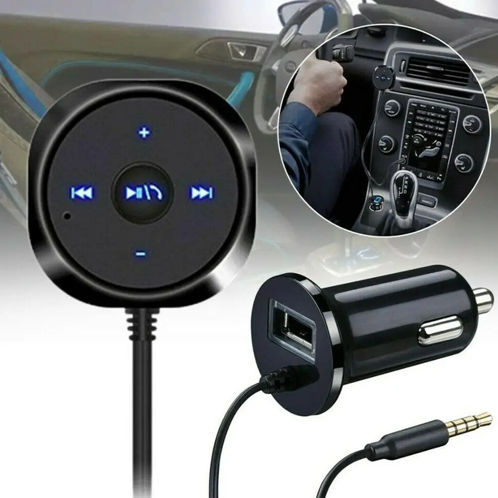 

Bluetooth Receiver Aux 3.5mm Audio Receiver Adapter Charger Wireless Music Car USB Kit 2.1A A2DP Car Handsfree Player Bluet H9U3