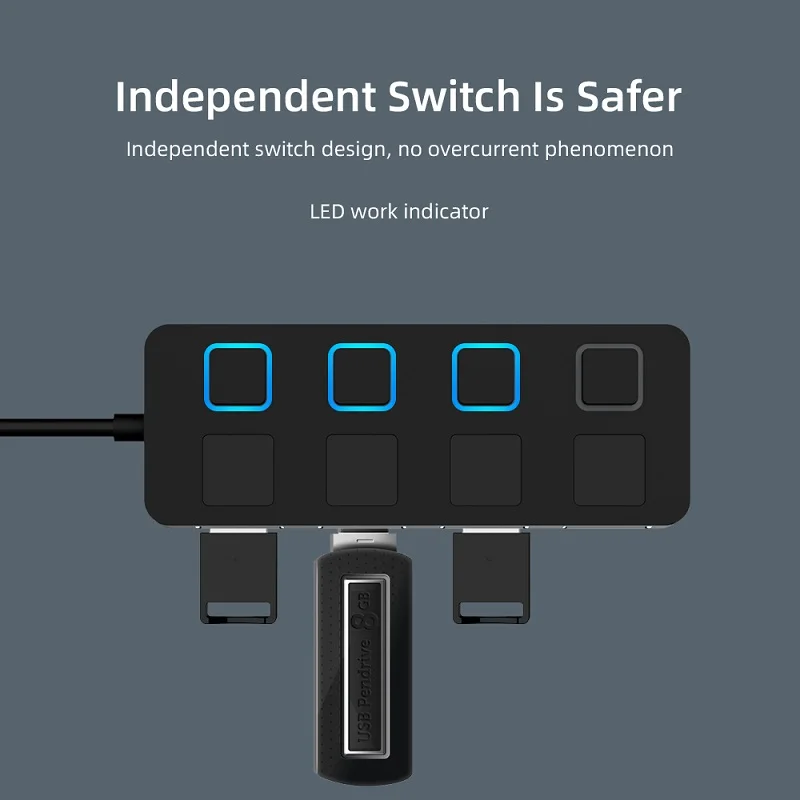 Концентратор USB 2 0 разветвитель с 4 портами выключателем для ПК | Компьютеры и офис