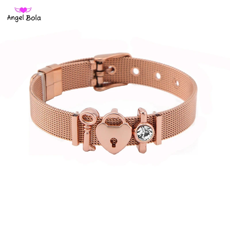 Набор сетчатых браслетов браслет с подвесками из нержавеющей стали любовным