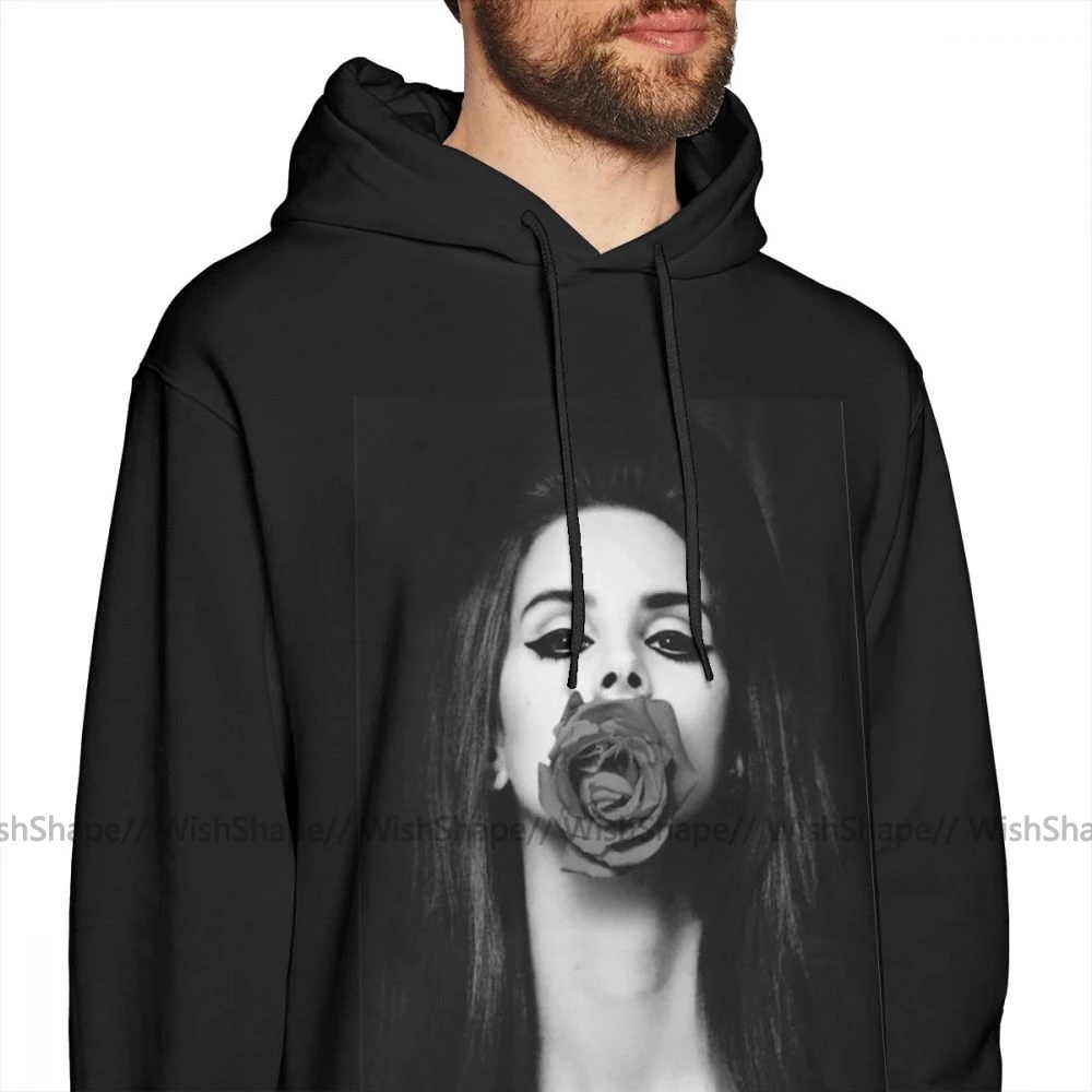 Мужская толстовка с капюшоном Lana Del Rey серая длинным рукавом и из хлопка зимняя