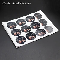 100pcs round personalized wedding stickers add your name and date candy gift box label logo baby birthday party white adhesive