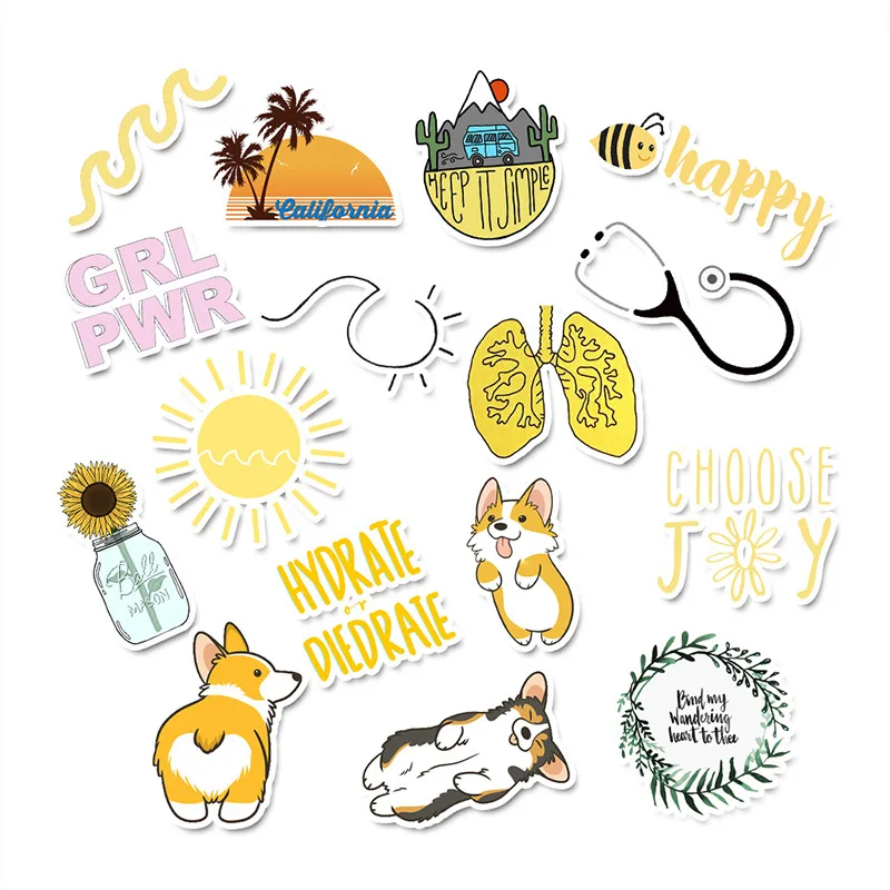 50 шт. розовые Мультяшные стикеры в стиле девушки милые аниме животные Kawaii