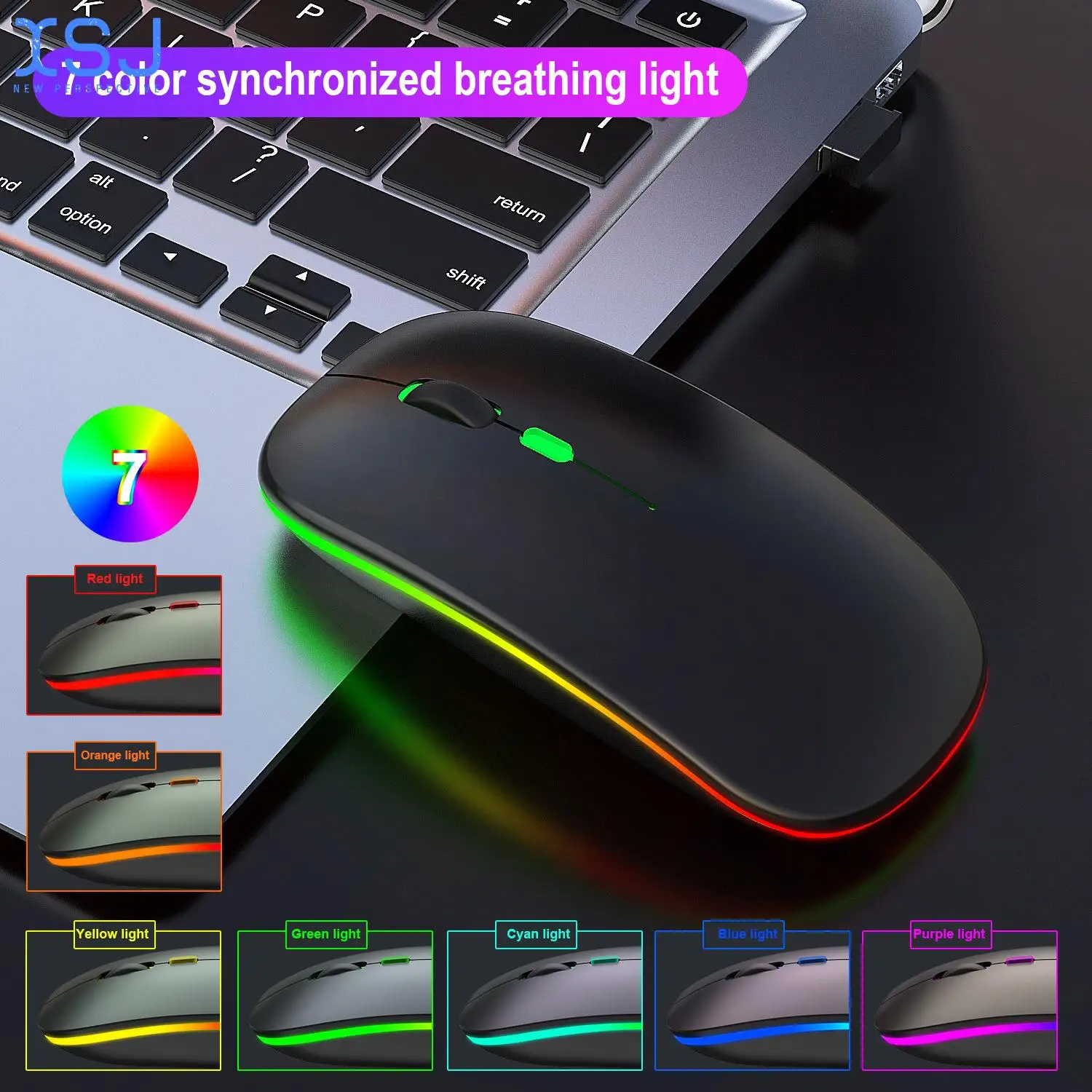 

M40 Ultra-Thin Rechargeable 2.4G Wireless Mouse Upgrade Colorful Luminous Mute Office Cool Computer Accessories
