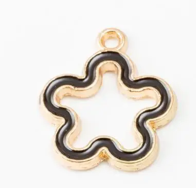 

4 PCS/Lot Gold Color Hollow Flower Pendants Enamel Charms For DIY Bracelet Necklace Jewelry Making