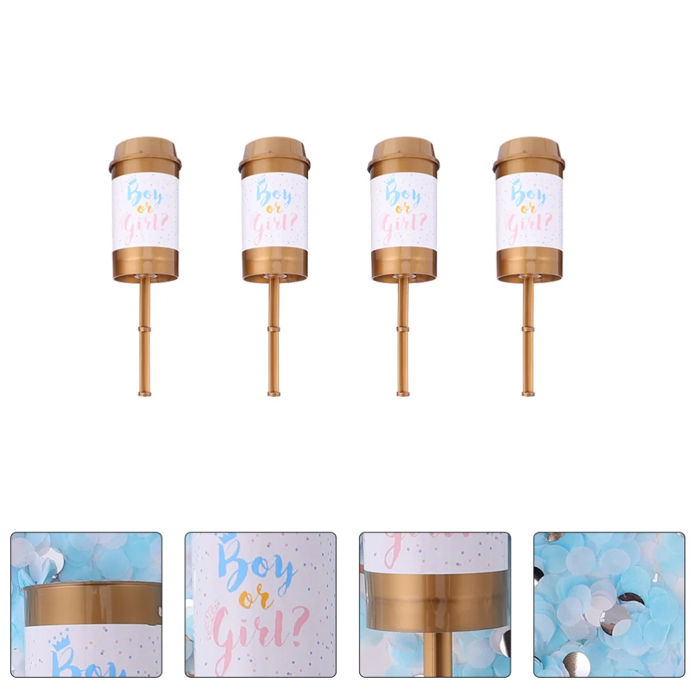 

4pcs Gender Reveal Confetti Cannon Bundle Baby Reveal Party Baby Shower Supplies