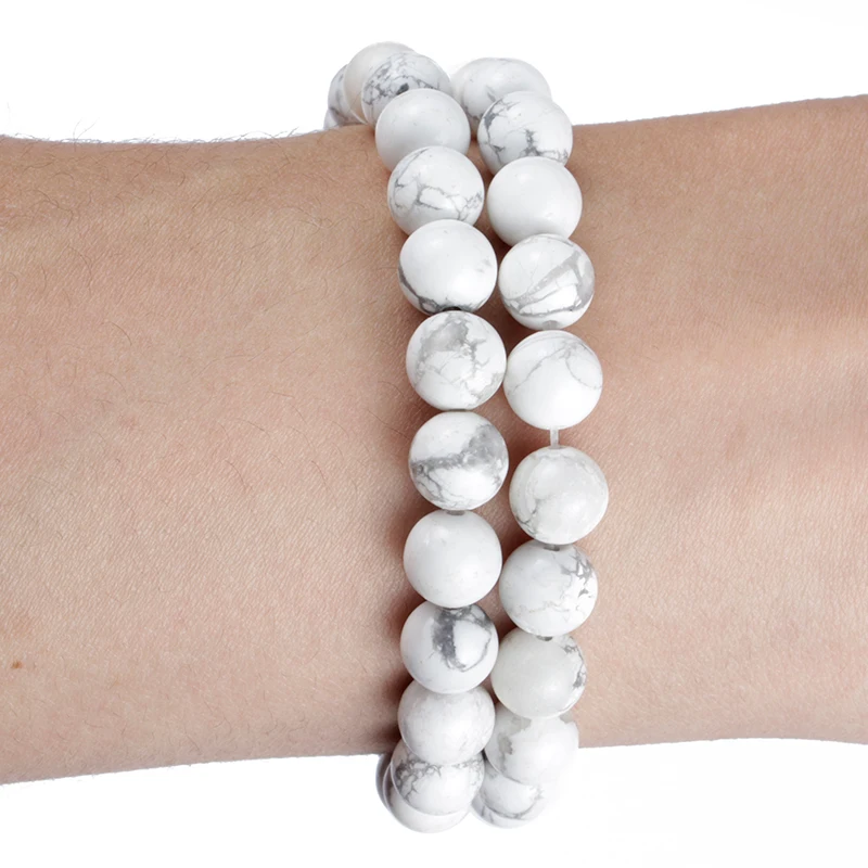 

4/6/8/10/12mm Natural Marble Stone Beads Tai Song White Round Smooth Loose Beads for Jewelry Making DIY Bracelet Accessories