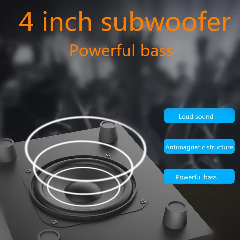 New Bluetooth 4.1 Wooden Multimedia Speaker 2.1 Overweight Subwoofer Audio USB Active Notebook | Электроника