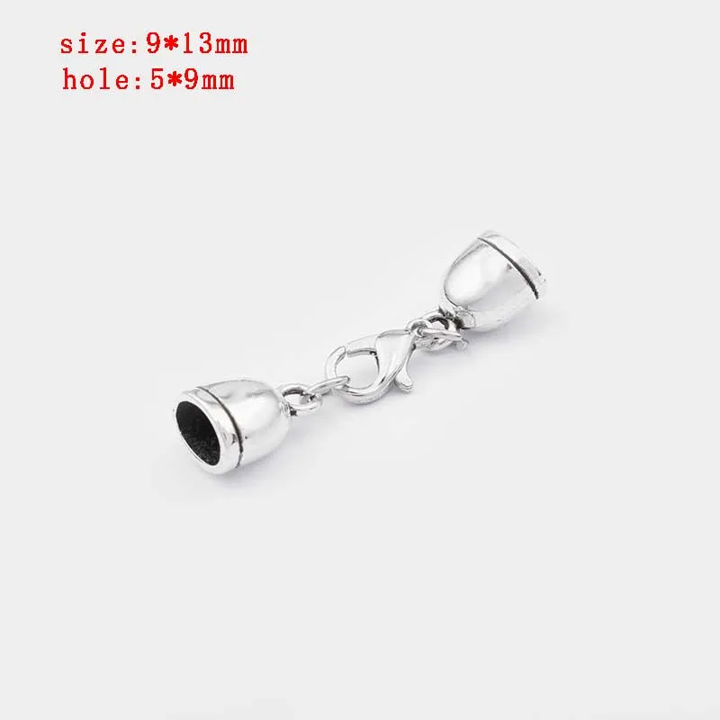 32 5 sets Zinc Alloy Clasp Lobster Clasps Hook End Caps Connectors For 5/6/7/8/10mm Leather Cord Bracelet Necklace Jewelry Making - Цвет: 32