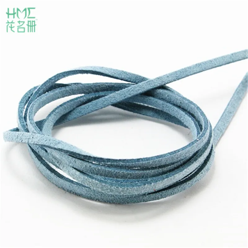 Light Blue Новое поступление 3 мм 1 м/лот 17 цветов плоская Искусственная Замша корейский бархат кожаный шнур DIY для браслета аксессуары для ювелирных изделий - Цвет: Light Blue