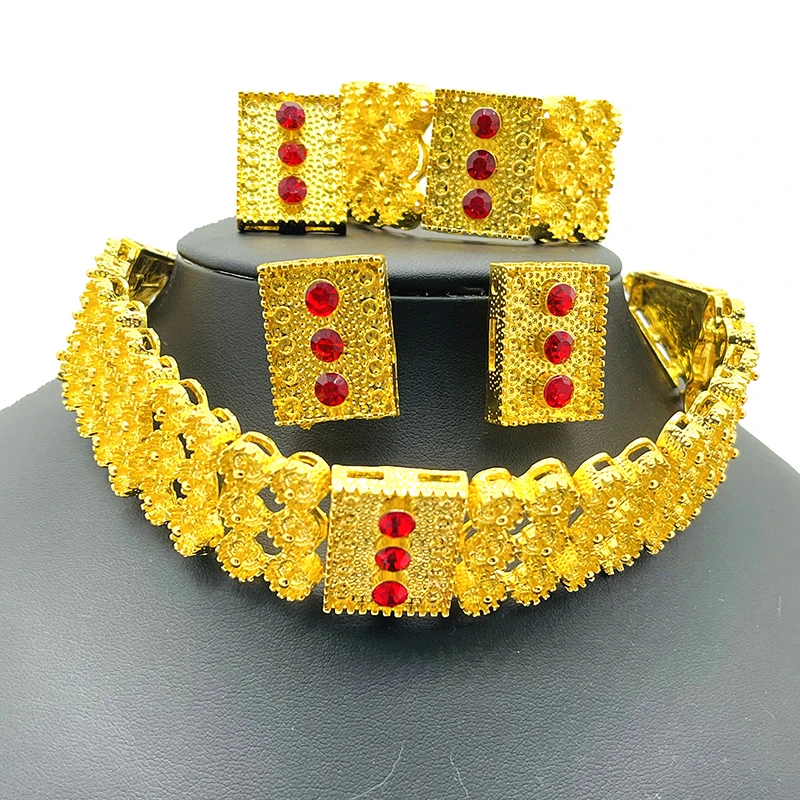 

Dubai fashion Jewelry Sets Women Indian African big Jewelry Set Party Wedding gifts Jewelery For Brides Dubai Jewelry Sets