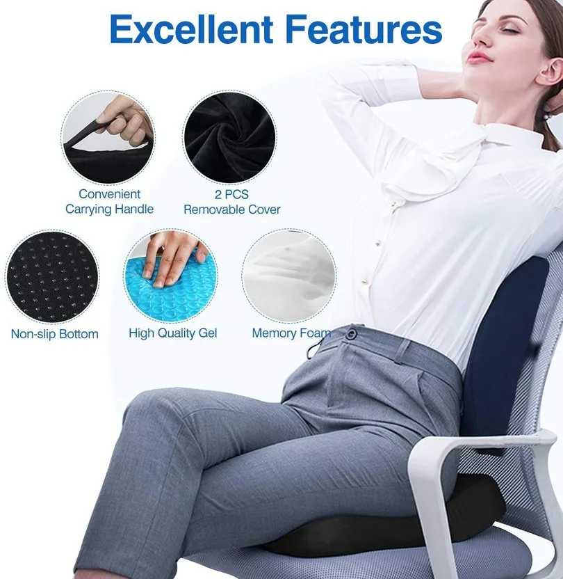 vender Gel Almofada De Assento De Espuma De Memória Cadeira Travesseiro De Refrigeração Gel Ciatica Cóccix Volta Do Cóccix Alívio Da Dor Ortopédico Cadeira Escritório Dormitório