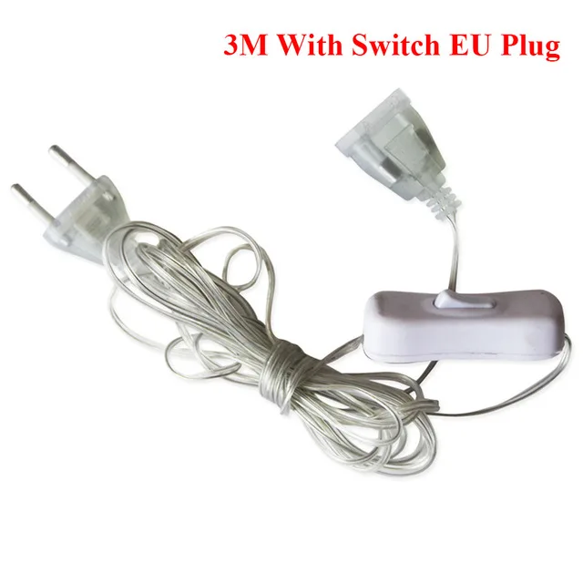 3m Plug Extender Wire Extension Cable EU/US/USB for LED String Light Wedding Navidad Decor Led Garland DIY Christmas Lights | Лампы и