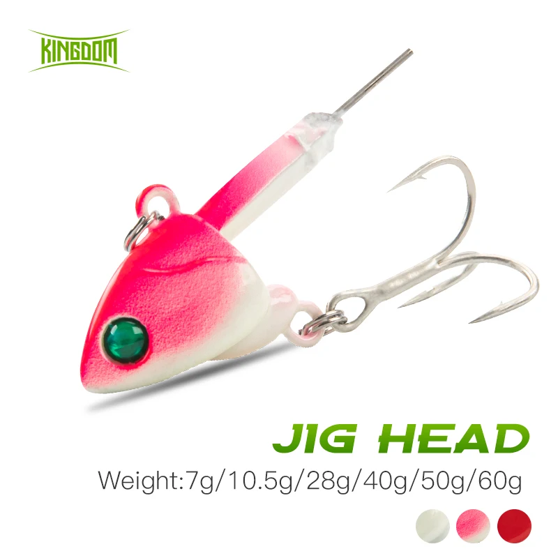 

Kingdom Lead Jig Head 7g 10.5g 28g 40g 50g 60g Treble hook Soft Lure Jigging Worm Bait High Quality Fishing Tackle Accessories