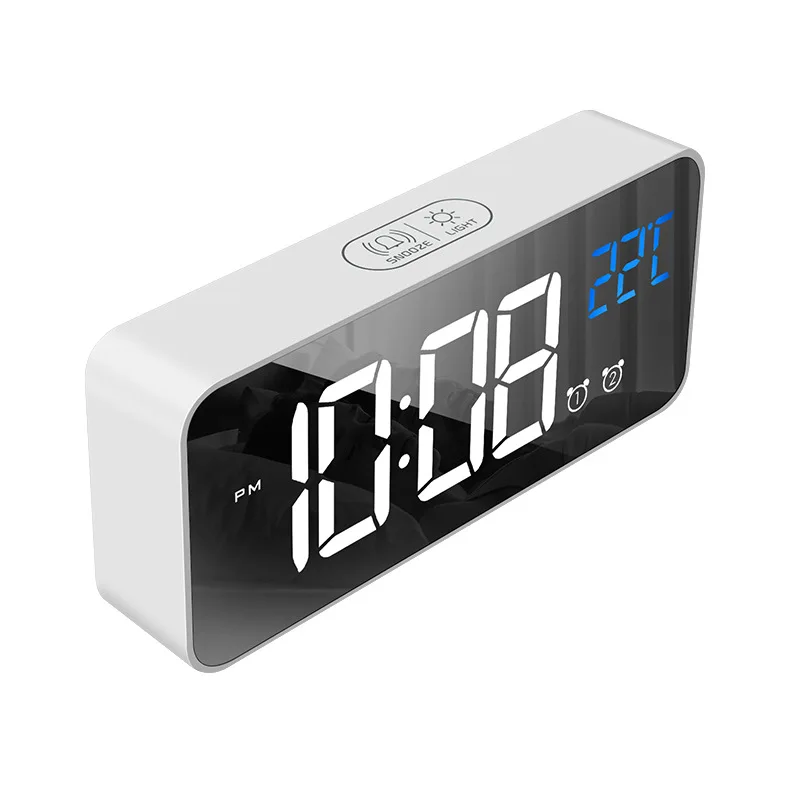 

LED Mirror Alarm Clock Voice Control Night Light Function For Bedside Use