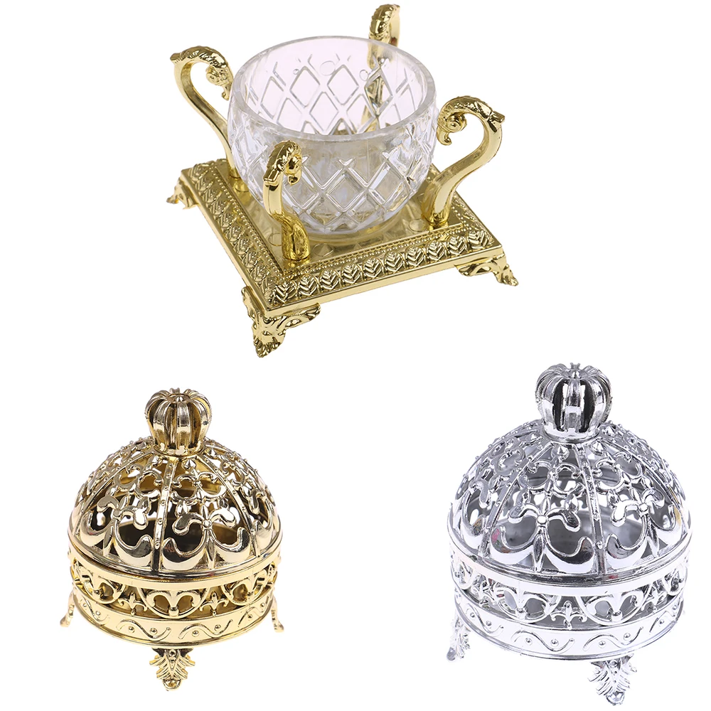 

1PCS Plastic Dollhouse Crown Candy Jar Boxincense Stove Gold Silver Gift Boxes Wedding And Party Favor Boxes