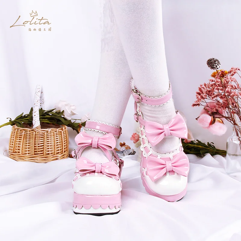 

Туфли с круглым носком для косплея принцессы, милая японская кружевная обувь в форме сердца в стиле "Лолита", подарок для девочек и женщин, Ме...