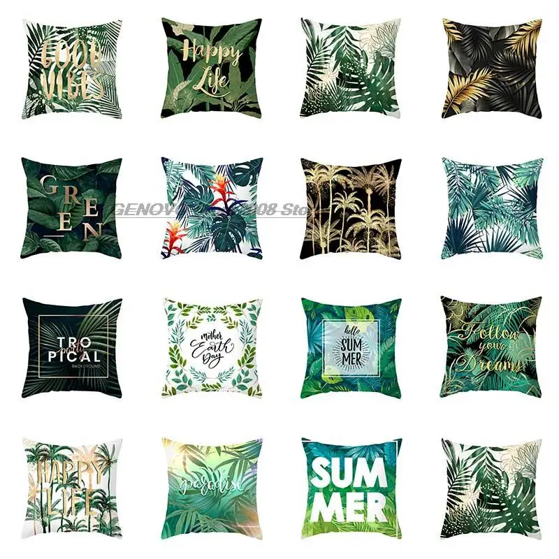 

Sommer Tropische pflanze kissen abdeckung Palm Blatt Grün Blatt dekoration leinen kissen kissen abdeckung Hause Dekoration Sofa