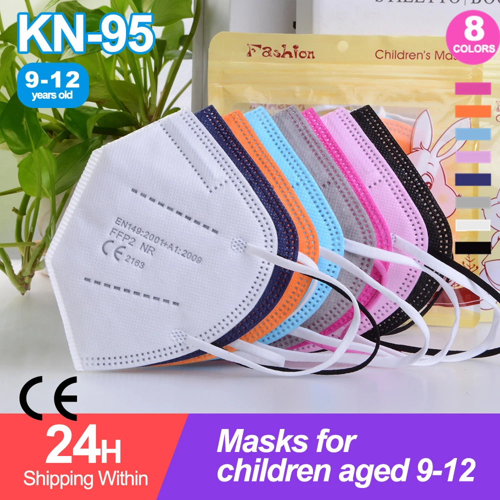 

Маска для лица FFP2 детская, 5 слоев, 95% фильтров, черная, белая, розовая, 10-50 шт.