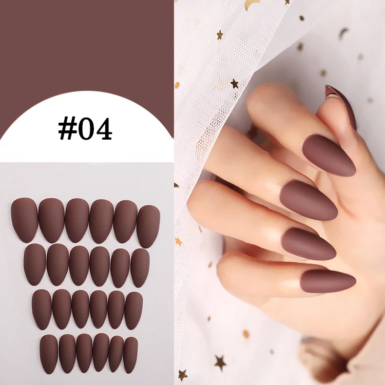 24 шт. накладные ногти на шпильках матовые миндалевидные формы для наращивания