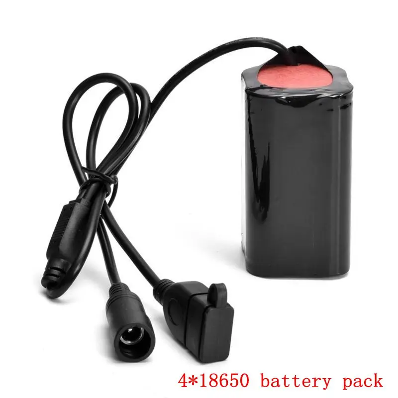 

18650 Battery Pack 8.4V 4800mAh capacity for T6/L2 LED Bicycle Light/Headlight with USB 4*18650 Lithium Battery+1 battery bag