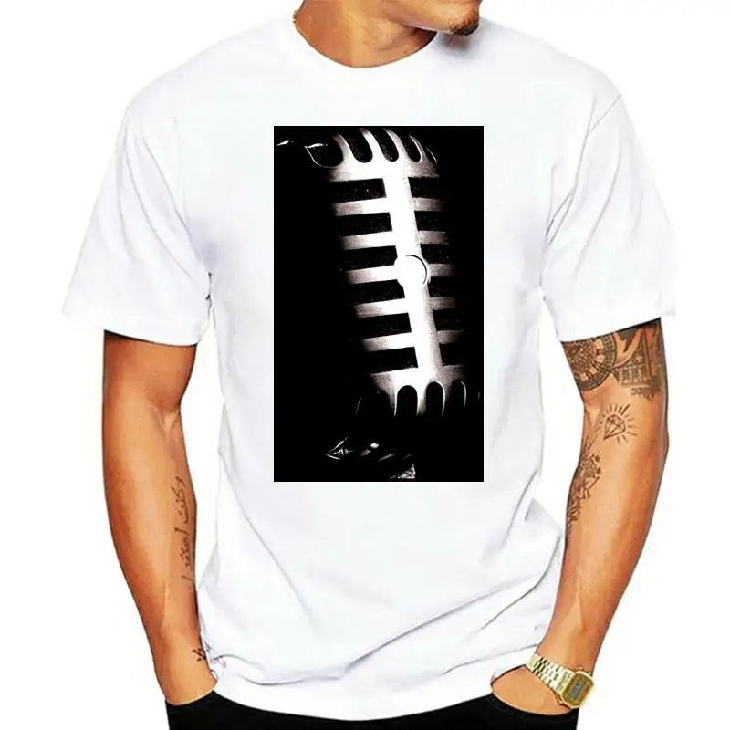 

2019 O Neck Streetwear Hip Hop Tops Singer Microphone Unisex Fit T-Shirt Mens Ladies Music Vocalist Festival Casual Printed Tee