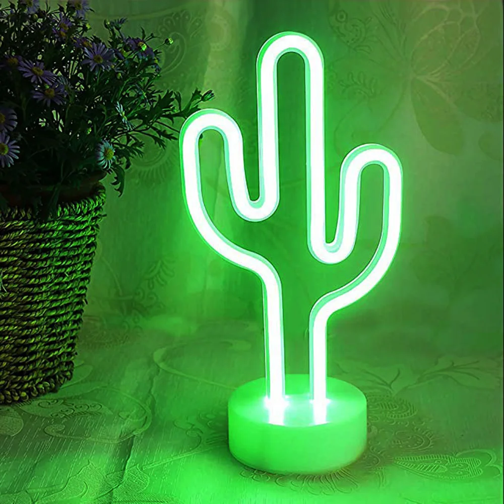 Творческий Зеленый Кактус неоновый ночной Светильник детский ночник для детской