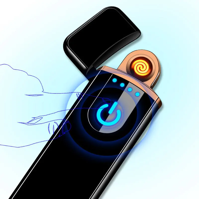 Новинка тонкая Usb зарядка зажигалка с сенсорным экраном электронные зажигалки